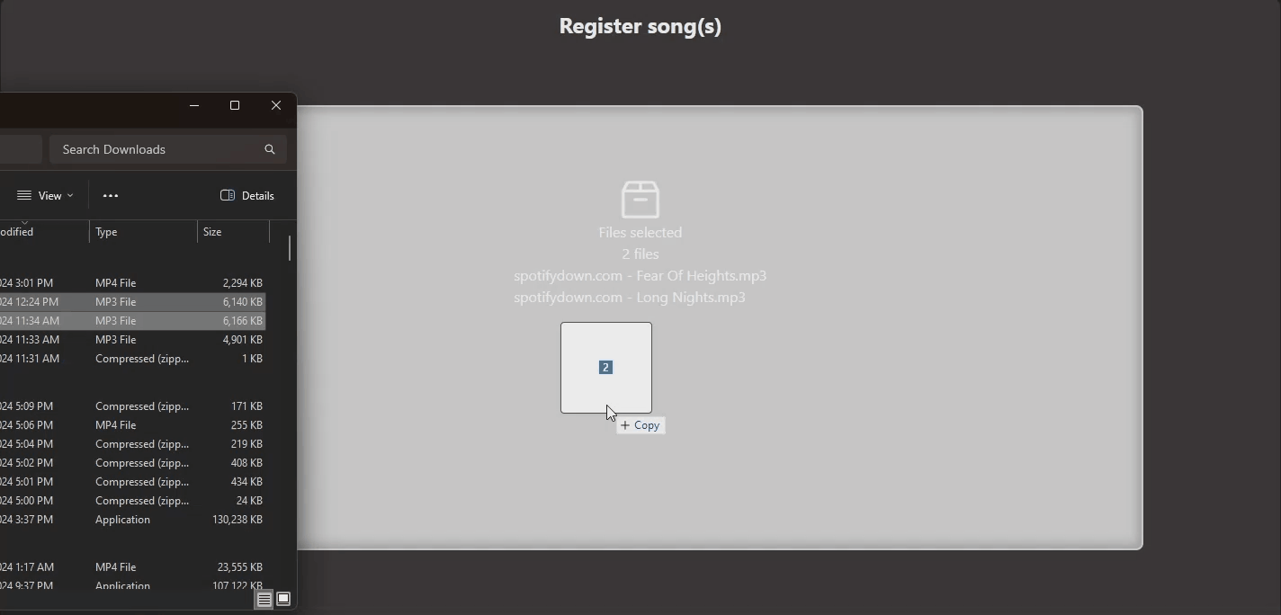 Register songs
